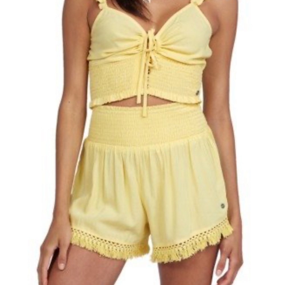 Roxy Endless beauty beach shorts yellow M pull on lightweight stretch